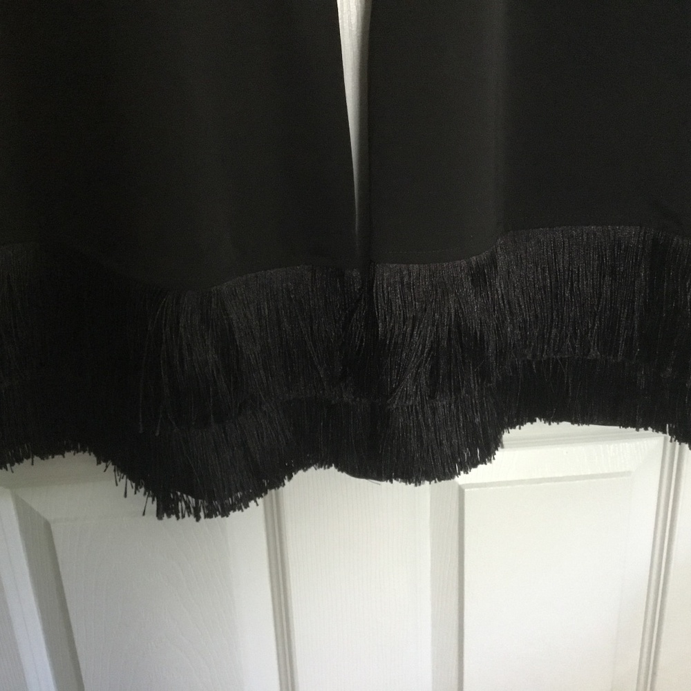 Groovy Black flared double tiered double fringed boho pants size Large NWT - Picture 2 of 5
